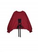 Devil Lover Series Sweet Cool Girl Pattern Back Cross Straps Kawaii Fashion Red Versatile Short Top