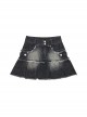 Crazy Wave Series Unique Old Style Irregular Tassel Hem Kawaii Fashion Black A Line High Waist Skirt