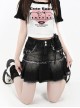 Crazy Wave Series Unique Old Style Irregular Tassel Hem Kawaii Fashion Black A Line High Waist Skirt