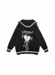 Love Trial Series Unique Navy Collar Embroidered Heart Pattern Cross Strap Design Kawaii Fashion Black Loose Sweater