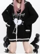 Love Trial Series Unique Navy Collar Embroidered Heart Pattern Cross Strap Design Kawaii Fashion Black Loose Sweater