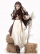 Wandering Witch Series Brown Steampunk Lolita Wasteland Style Loose Cloak Long Sleeves Irregular Dress Vest Set