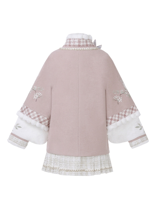 Warm Peach Rabbit Series Sweet Cute Pink Improved Hanfu Horse Face Skirt Shirt Cardigan Coat Set