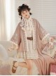 Warm Peach Rabbit Series Sweet Cute Pink Improved Hanfu Horse Face Skirt Shirt Cardigan Coat Set