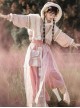 Chinese Han Elements Hanfu Kawaii Fashion Exotic Style Pink Shirt Coat Long Bloomers Bunny Bag Set