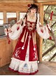 Little Fairy Series Red Chinese New Year Hanfu Exquisite Embroidery Horse Face Skirt Long Vest Cross Collar Top Set