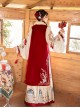 Little Fairy Series Red Chinese New Year Hanfu Exquisite Embroidery Horse Face Skirt Long Vest Cross Collar Top Set