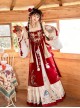 Little Fairy Series Red Chinese New Year Hanfu Exquisite Embroidery Horse Face Skirt Long Vest Cross Collar Top Set