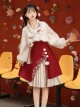 Winter Song Series Improved Hanfu Sweet Chinese Style Auspicious Cloud Embroidery Dress Pleated Skirt Coat Set