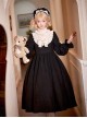 Twilight Choir Series Classic Lolita Antique Doll Cute Black High Waist Ruff Collar Long Sleeves Dress