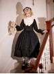 Twilight Choir Series Classic Lolita Antique Doll Cute Black High Waist Ruff Collar Long Sleeves Dress