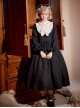 Twilight Choir Series Classic Lolita Antique Doll Cute Black High Waist Ruff Collar Long Sleeves Dress