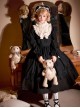 Twilight Choir Series Classic Lolita Antique Doll Cute Black High Waist Ruff Collar Long Sleeves Dress