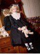 Twilight Choir Series Classic Lolita Antique Doll Cute Black High Waist Ruff Collar Long Sleeves Dress