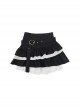 Idol Diary Series Sweet Cool Lace Splicing Metal Heart Buckle Kawaii Fashion Puffy Cake Skirt