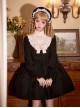 Twilight Choir Series Classic Lolita Black Cute Retro Doll Sense High Waist Ruff Collar Long Sleeves Short Dress