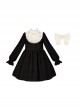 Twilight Choir Series Classic Lolita Black Cute Retro Doll Sense High Waist Ruff Collar Long Sleeves Short Dress