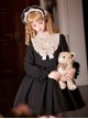 Twilight Choir Series Classic Lolita Black Cute Retro Doll Sense High Waist Ruff Collar Long Sleeves Short Dress