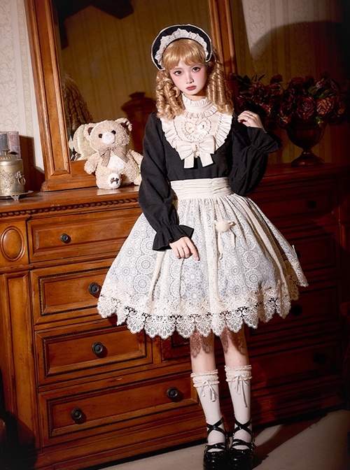 Twilight Choir Series Classic Lolita Sweet Retro Doll Sense Slightly Transparent Lace Apron