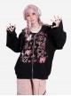 Shining Party Series Sweet Cool Subculture Cartoon Print Kawaii Fashion Black Loose Long Sleeves Hooded Coat