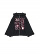 Shining Party Series Sweet Cool Subculture Cartoon Print Kawaii Fashion Black Loose Long Sleeves Hooded Coat