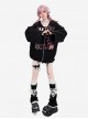 Shining Party Series Sweet Cool Subculture Cartoon Print Kawaii Fashion Black Loose Long Sleeves Hooded Coat