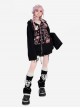 Shining Party Series Sweet Cool Subculture Cartoon Print Kawaii Fashion Black Loose Long Sleeves Hooded Coat