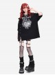 Devil's Love Series Unique Off Shoulder Split Button Kawaii Fashion Black Loose Short Sleeves T Shirt