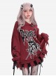 Danger Signal Series Cool Lapel Hole Dark Spider Print Kawaii Fashion Red Long Sleeves Sweater