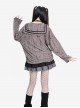 End Of The Century Girl Series Wasteland Style Ripped Navy Collar Kawaii Fashion Long Sleeves Thin Top