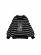 Cat's Gift Series Sweet Cool Round Neck Striped Soft Mink Kawaii Fashion Loose Long Sleeves Sweater