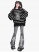 Cat's Gift Series Sweet Cool Round Neck Striped Soft Mink Kawaii Fashion Loose Long Sleeves Sweater