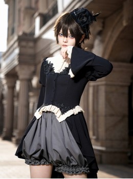 Eternal Night Banquet Series Gothic Lolita Tuxedo Ouji Fashion Puff Sleeves Versatile Elegant Suit Coat