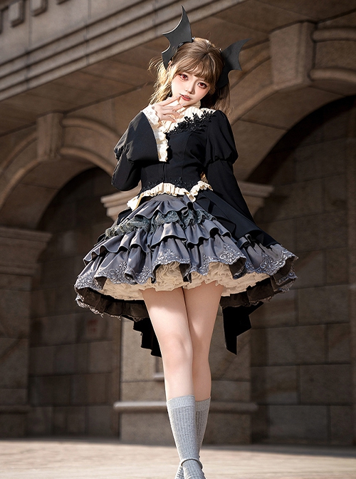 Eternal Night Banquet Series Gothic Lolita Tuxedo Ouji Fashion Puff Sleeves Versatile Elegant Suit Coat