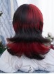 Raspberry Tarta Series Black Red Mixed Color Wolf Tail Mullet Head Ouji Fashion Mid Short Wig