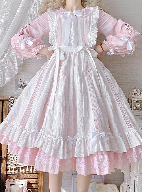 Tasha'S Garden Series White Pastoral Style Classic Lolita Round Collar Ruffles Overskirt Apron