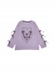 Butterfly Dream Series Dreamy Butterfly Print Sweet Bow Decoration Kawaii Fashion Purple Long Sleeves Top