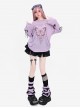 Butterfly Dream Series Dreamy Butterfly Print Sweet Bow Decoration Kawaii Fashion Purple Long Sleeves Top