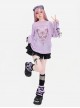 Butterfly Dream Series Dreamy Butterfly Print Sweet Bow Decoration Kawaii Fashion Purple Long Sleeves Top