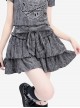 End Of Love Series Y2k Bow Hole Wasteland Style Kawaii Fashion Gray Double Layer Cake Skirt