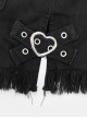 Little Heart Series Punk Style Metal Rivet Heart Buckle Tassel Split Design Kawaii Fashion Black High Waist Shorts