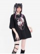 Angel Cupid Series Sweet Cool Y2K Metal Chain Decoration Unique Print Kawaii Fashion Black Short Sleeves T Shirt