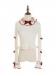 Cream Strawberry Series White Sweet Lolita Ribbon Bowknot Inner Ruffles Cuff Round Neckline Shirt