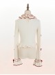 Cream Strawberry Series White Sweet Lolita Ribbon Bowknot Inner Ruffles Cuff Round Neckline Shirt