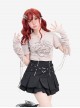 Love Special Effects Series Sexy Off Shoulder Sweet Heart Print Kawaii Fashion Gray Short Sleeves Top Set