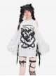 Reincarnation Realm Series Subculture Off-Shoulder Slit Design Cool Print Kawaii Fashion White Long Sleeves Top