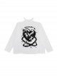 Reincarnation Realm Series Subculture Off-Shoulder Slit Design Cool Print Kawaii Fashion White Long Sleeves Top