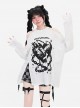 Reincarnation Realm Series Subculture Off-Shoulder Slit Design Cool Print Kawaii Fashion White Long Sleeves Top