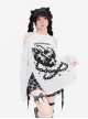 Reincarnation Realm Series Subculture Off-Shoulder Slit Design Cool Print Kawaii Fashion White Long Sleeves Top