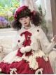 Cream Strawberry Series White Flowing Cream Irregular Hem Sweet Lolita Fur Ball Ribbon Bowknot Tie Short Cape